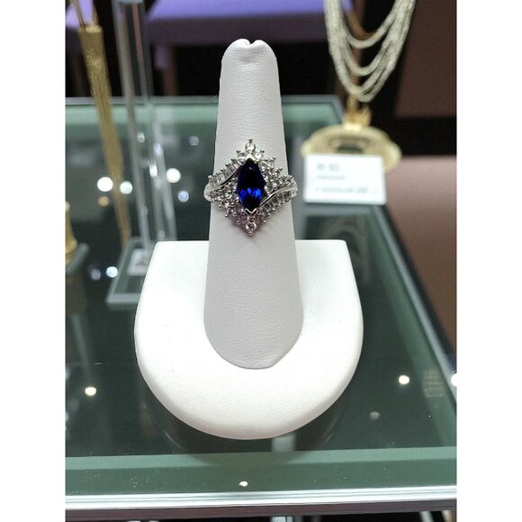 Unknown Jewelry - Sterling Silver Ring Blue White Sapphire Size 7.25